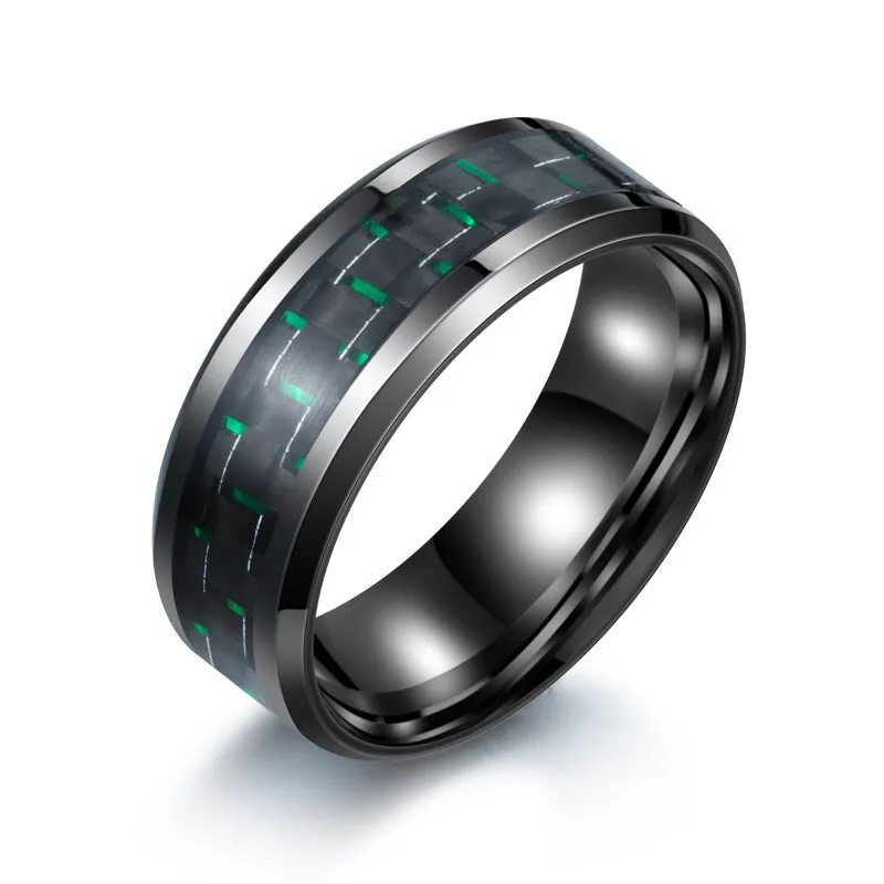 Customizable Korean Carbon Fiber & Titanium Steel Ring for Men and Women - Trendy Minimalist Jewelry, Wholesale Availability