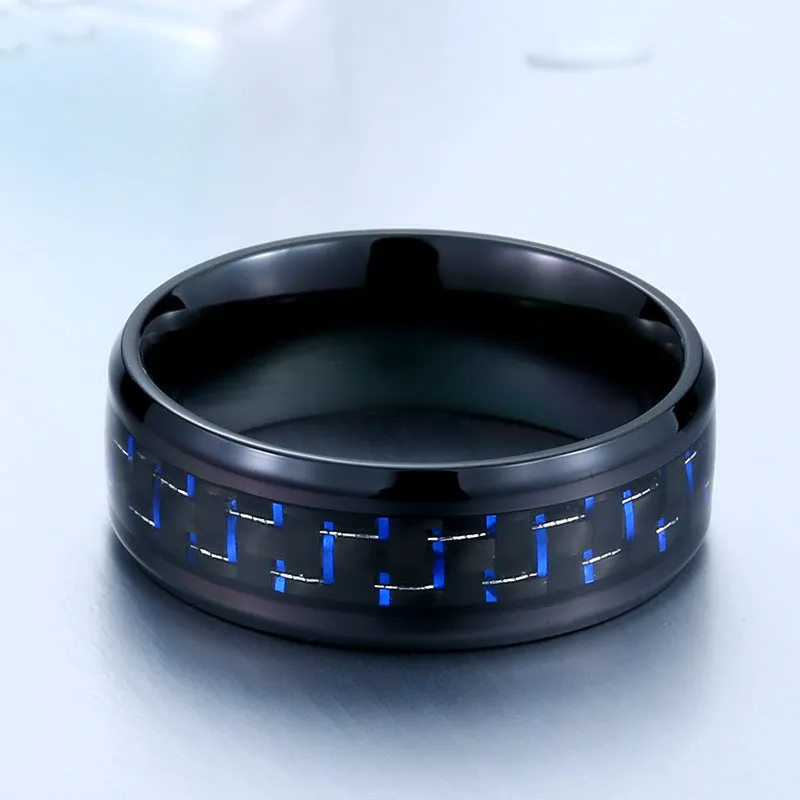 Customizable Korean Carbon Fiber & Titanium Steel Ring for Men and Women - Trendy Minimalist Jewelry, Wholesale Availability