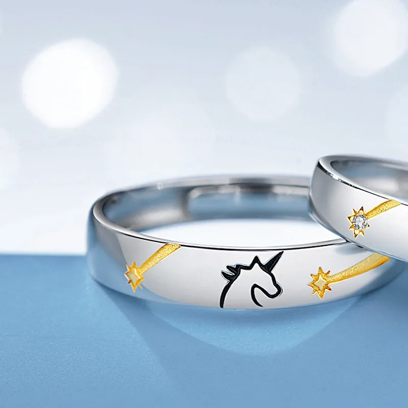 Cute Unicorn Matching His Hers Rings Set