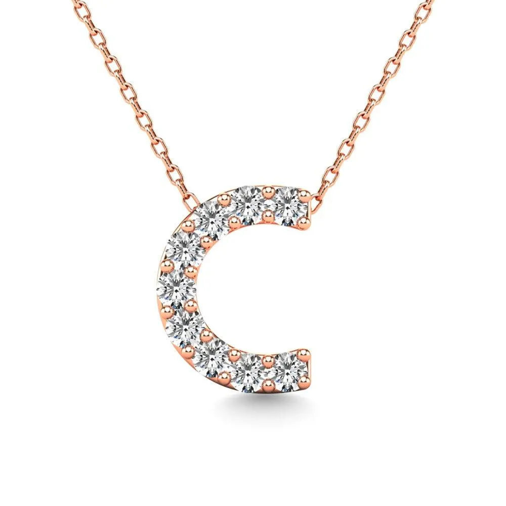 Diamond 1/10 Ct.Tw. Letter C Pendant in 14K Rose Gold"