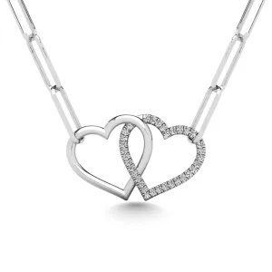 Diamond 1/20 Ct.Tw. Double Heart Pendant in Silver