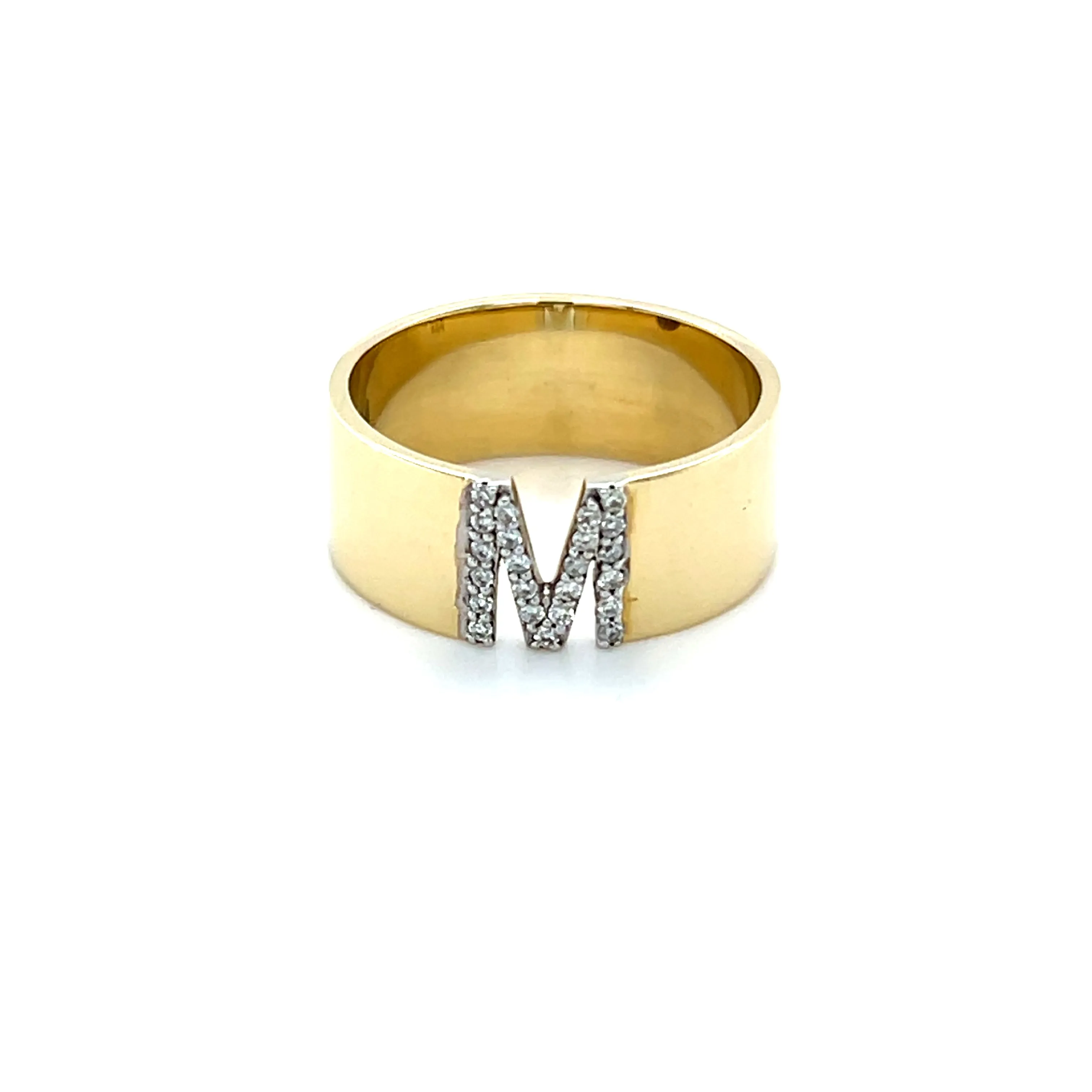 Diamond Initial Cigar Band Ring