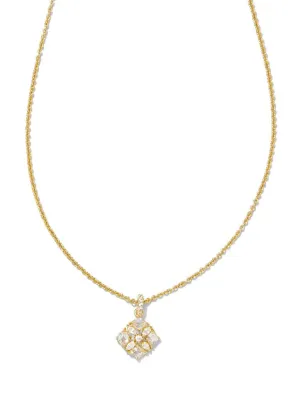 Dira Crystal Pendant Necklace Gold White Crystals by Kendra Scott