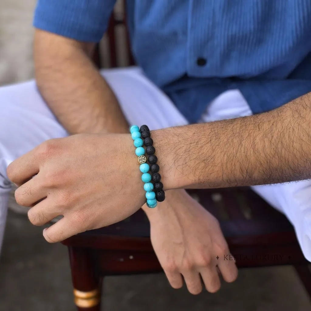 Dual Elemental - Turquoise & Lava Bead Bracelets