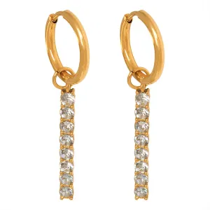 Elegant 18K Gold Plated Zircon Square Earrings for Women