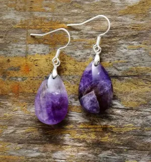 Elegant Amethyst Dangle Earrings - Purple Semi-precious Stone Jewelry