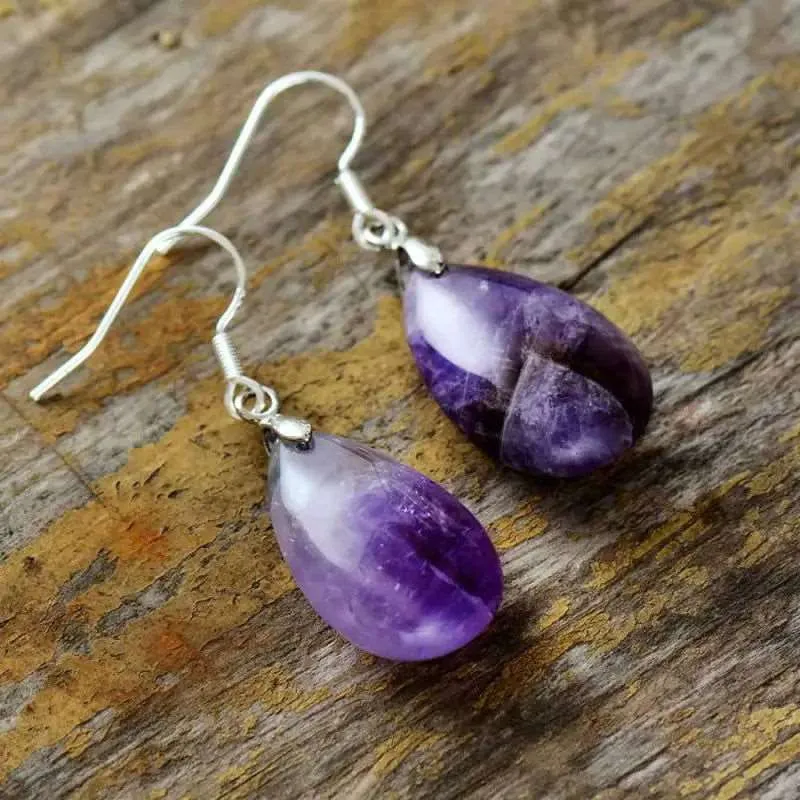 Elegant Amethyst Dangle Earrings - Purple Semi-precious Stone Jewelry