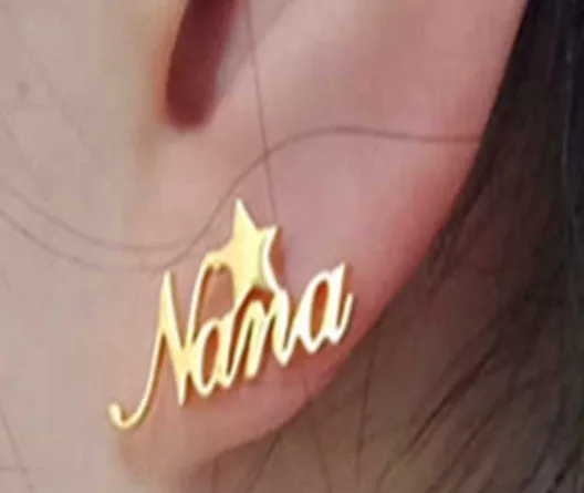 Elegant Script Star Personalized Name Earrings