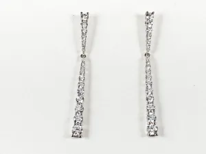 Elegant Thin Bar CZ Drop Brass Earrings