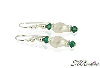 Elegant White Pearl Twist Crystal Earrings