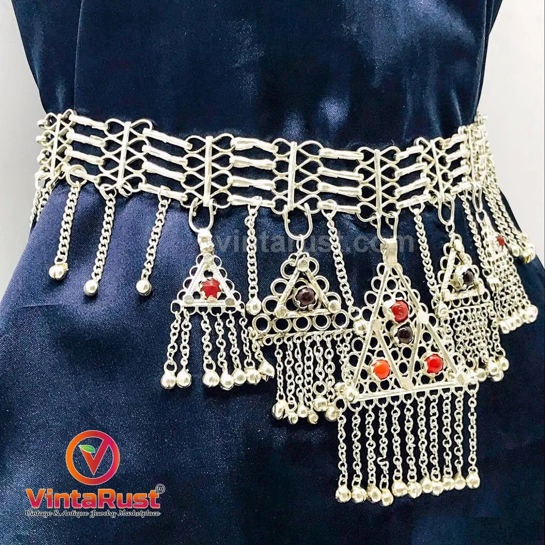 Ethnic Afghan Five Dangling Pendants Belly Belt