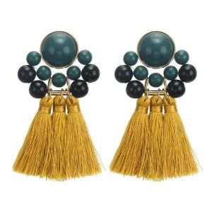 Exaggerated Alloy trimmed tassle Earrings