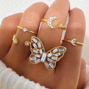 Fashionable Metal Geometric Butterfly Rings