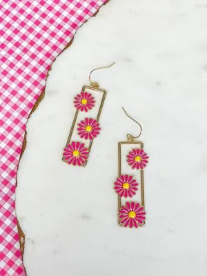 Flower Bar Dangle Earrings