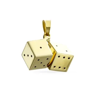 Genuine 14K Gold Pendant Necklace with Lucky Gambler Dice - No Chain Included