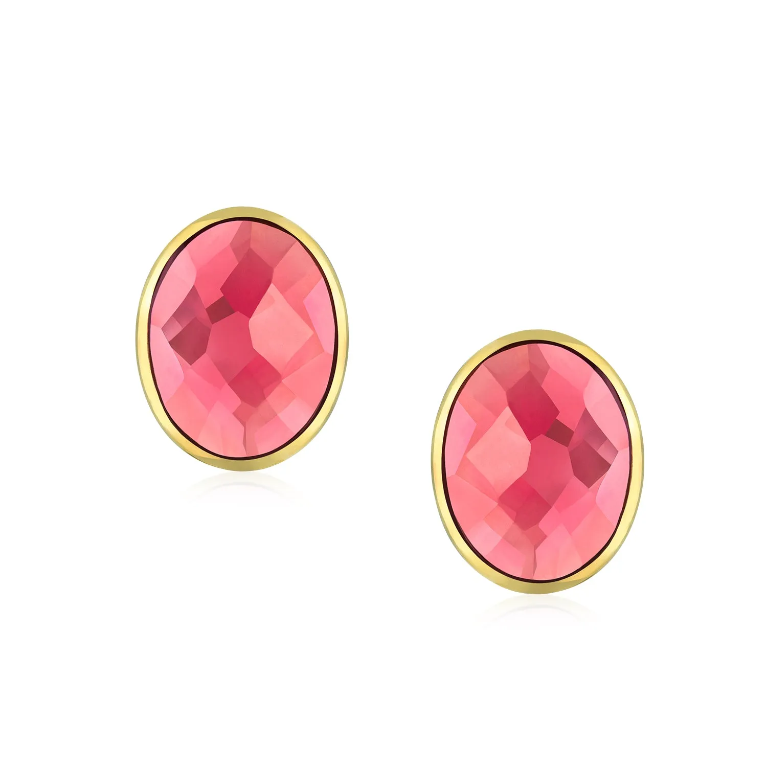 Genuine Gemstone Halo Solitaire Stud Earrings Gold Plated .925 Silver