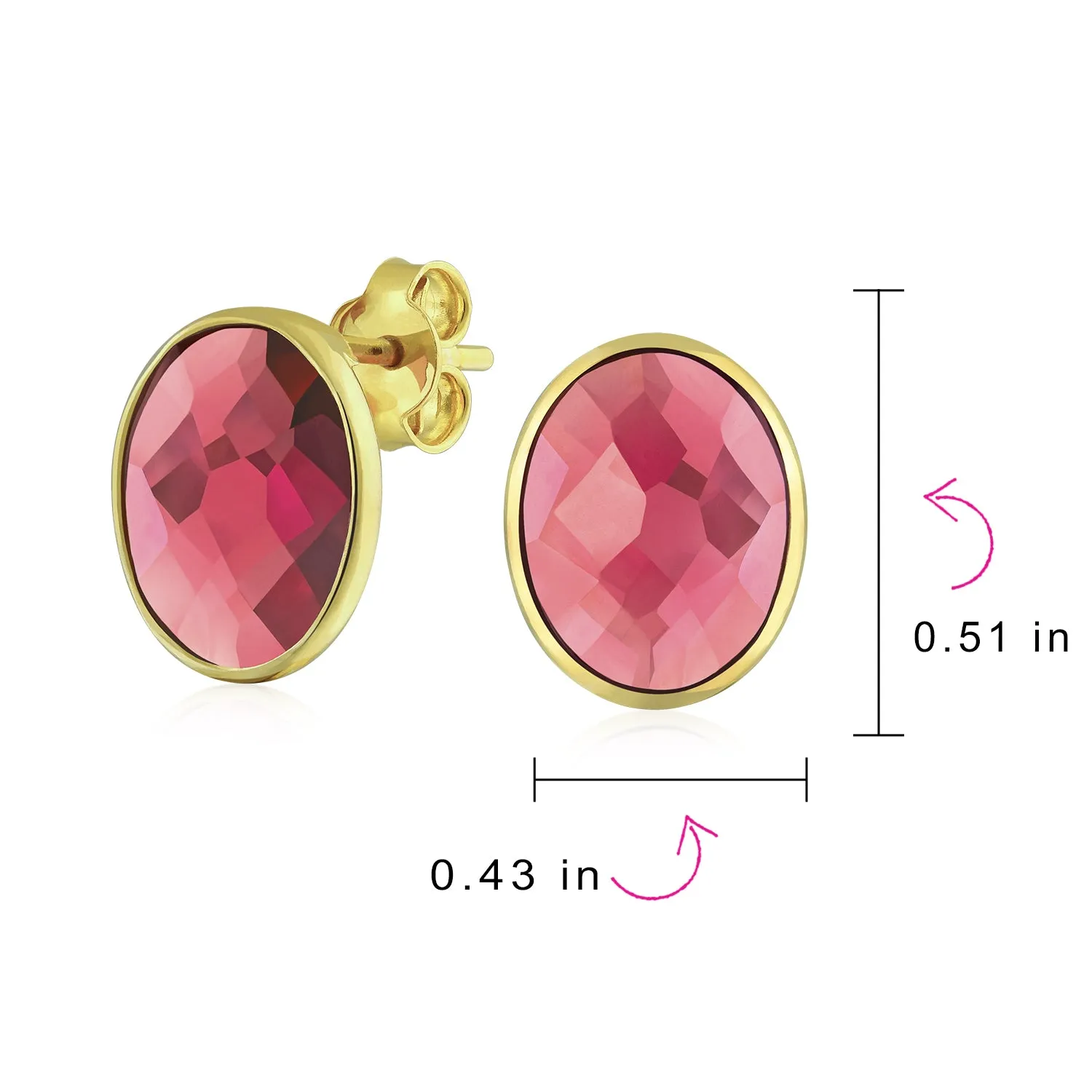 Genuine Gemstone Halo Solitaire Stud Earrings Gold Plated .925 Silver