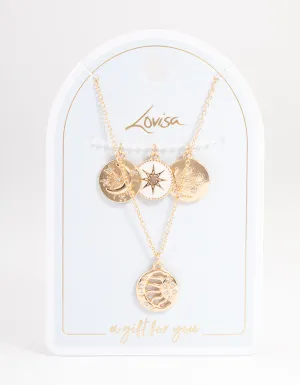 Gold Celestial Charm Necklace Pack