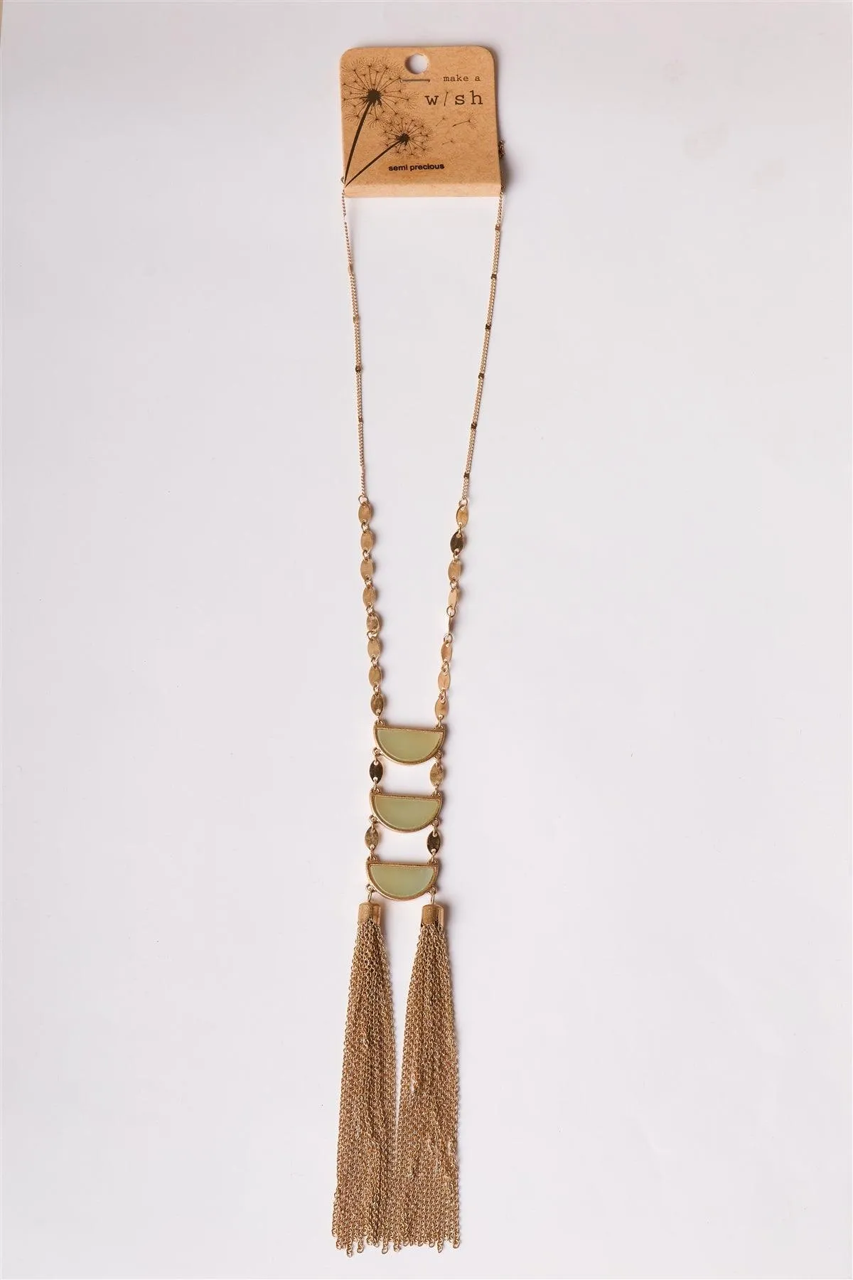 Gold Mint Multi Semi Circle Tassel Necklace