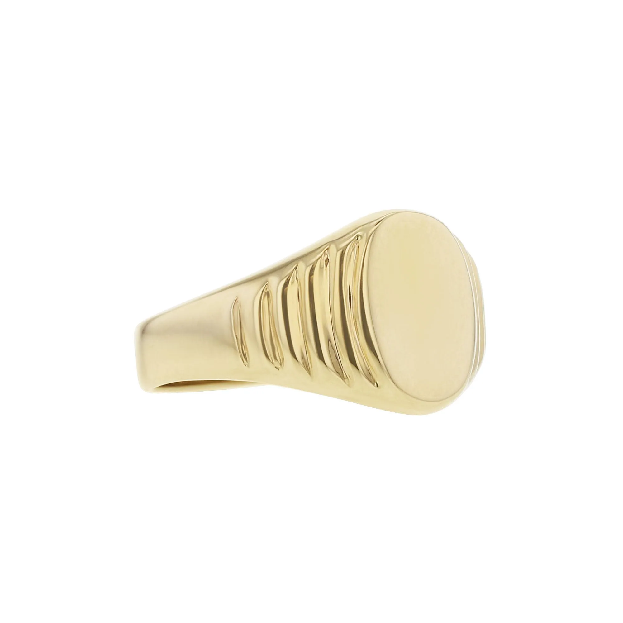 Gold Oval Textured Signet Ring