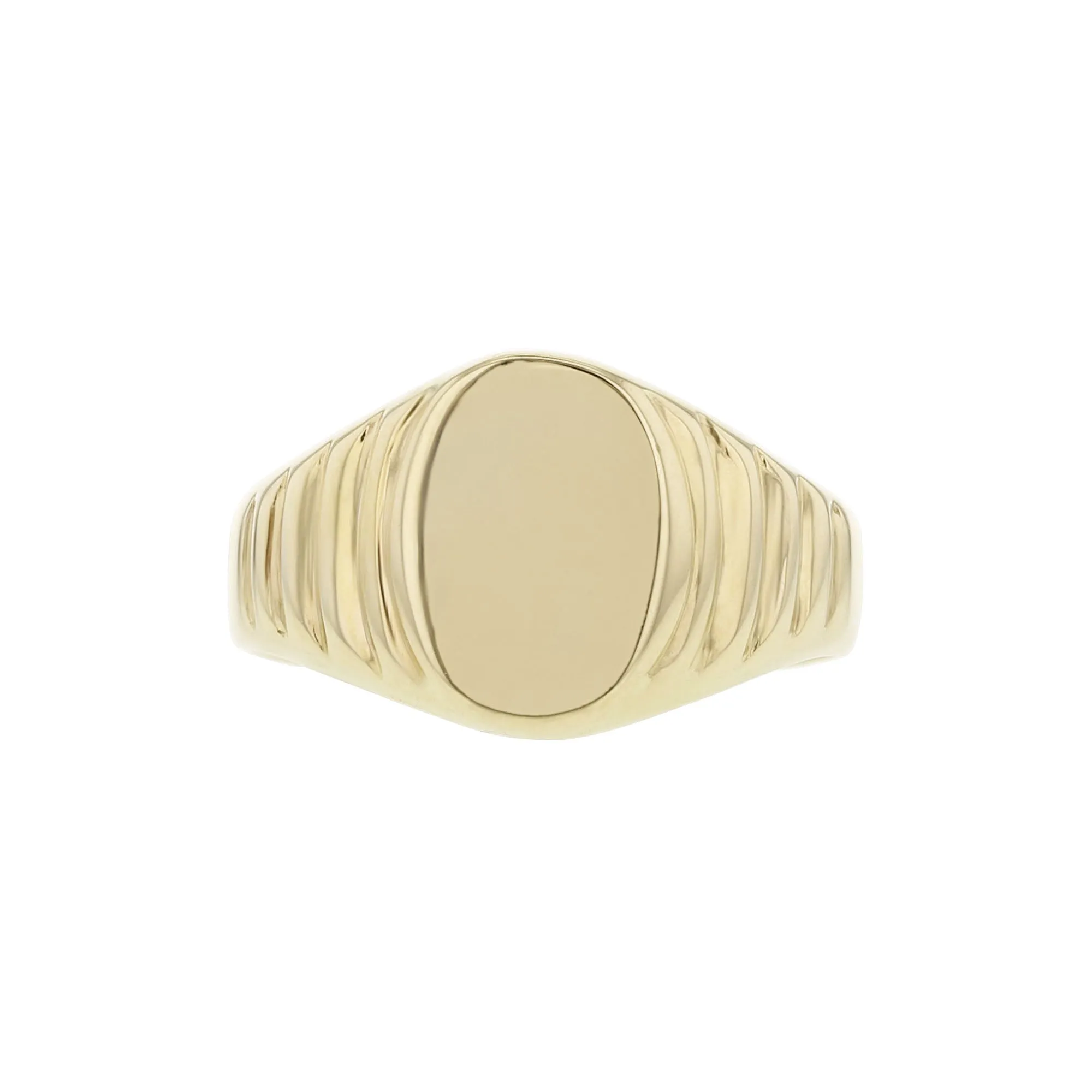 Gold Oval Textured Signet Ring