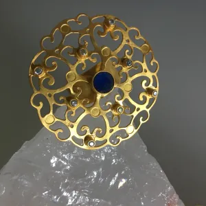 Gold Plated Goddess Ring With Lapis Lazuli Gemstone