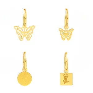 Golden Butterfly Portrait Earrings - Elegant Titanium Steel Jewelry