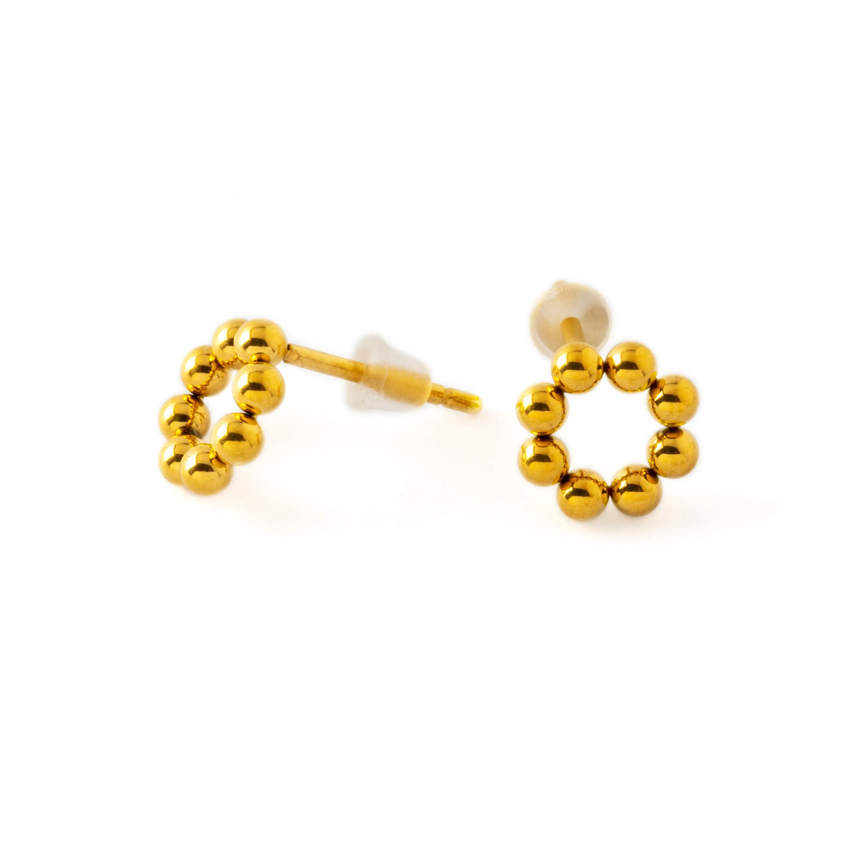 Golden Circular Ear Studs