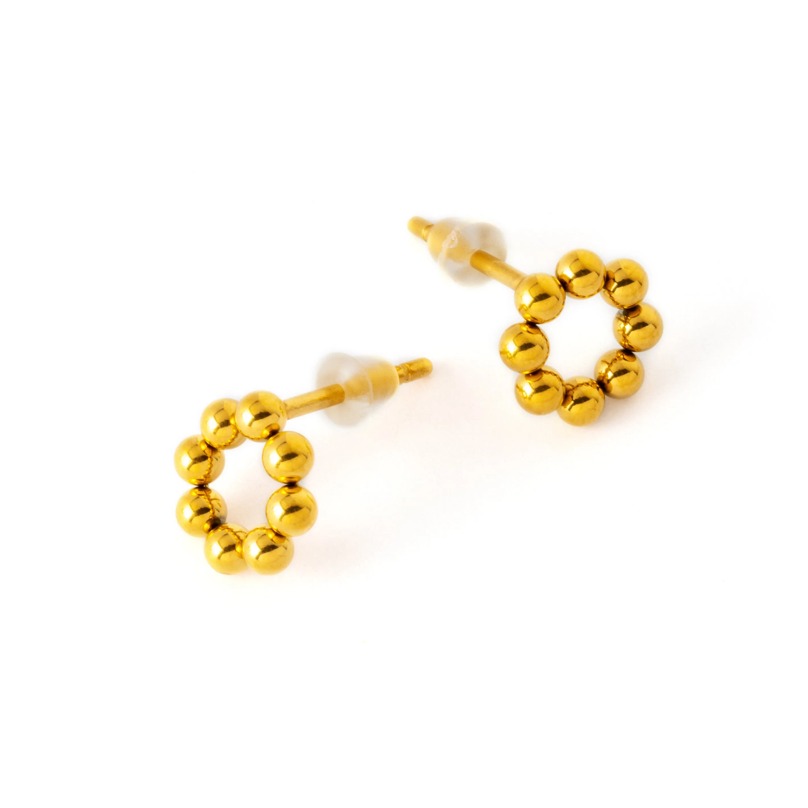 Golden Circular Ear Studs