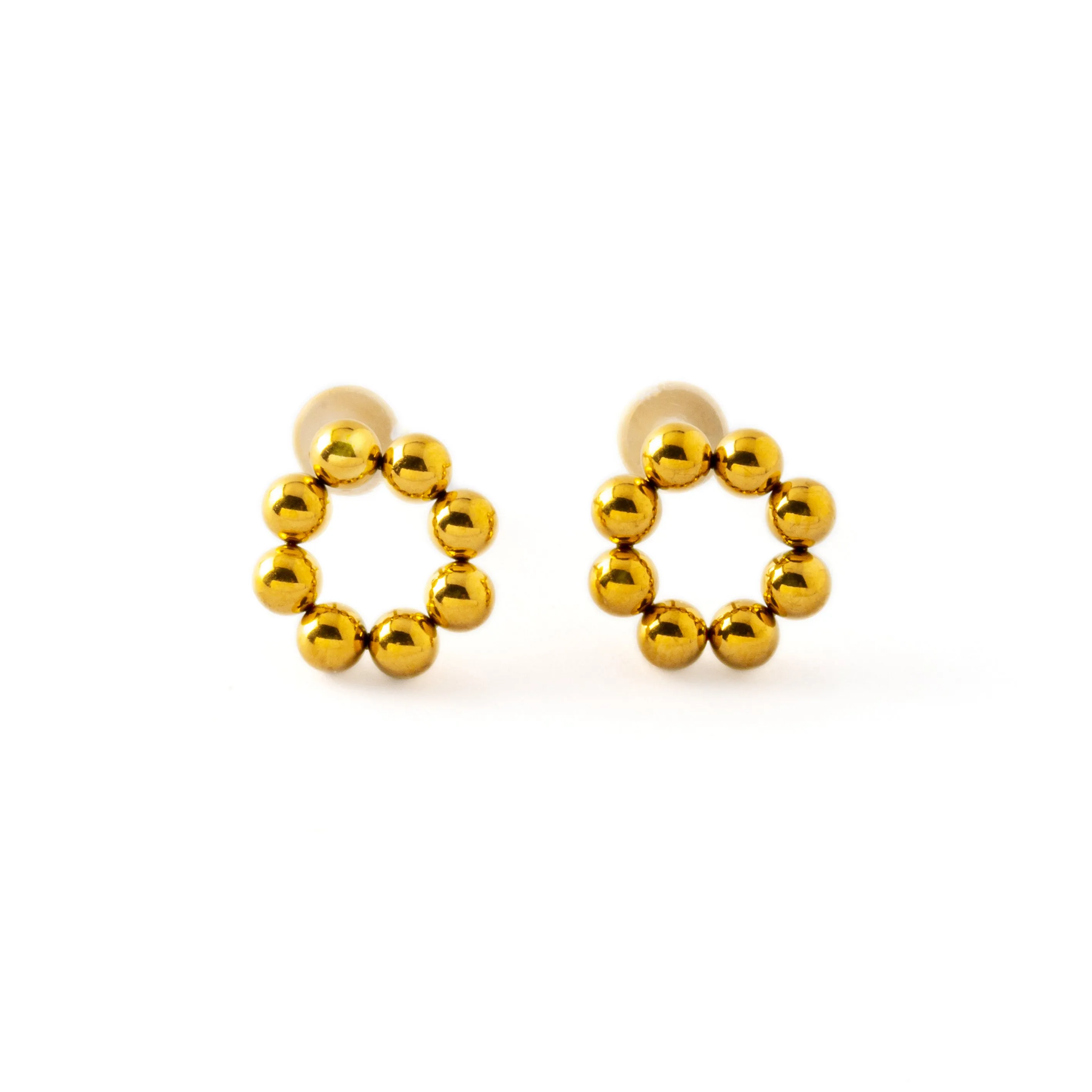 Golden Circular Ear Studs