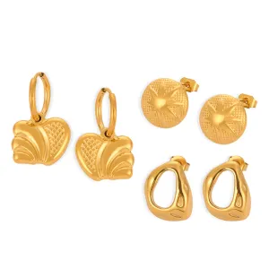 Golden Geometric Earrings: Stylish Titanium Steel Jewelry for Women