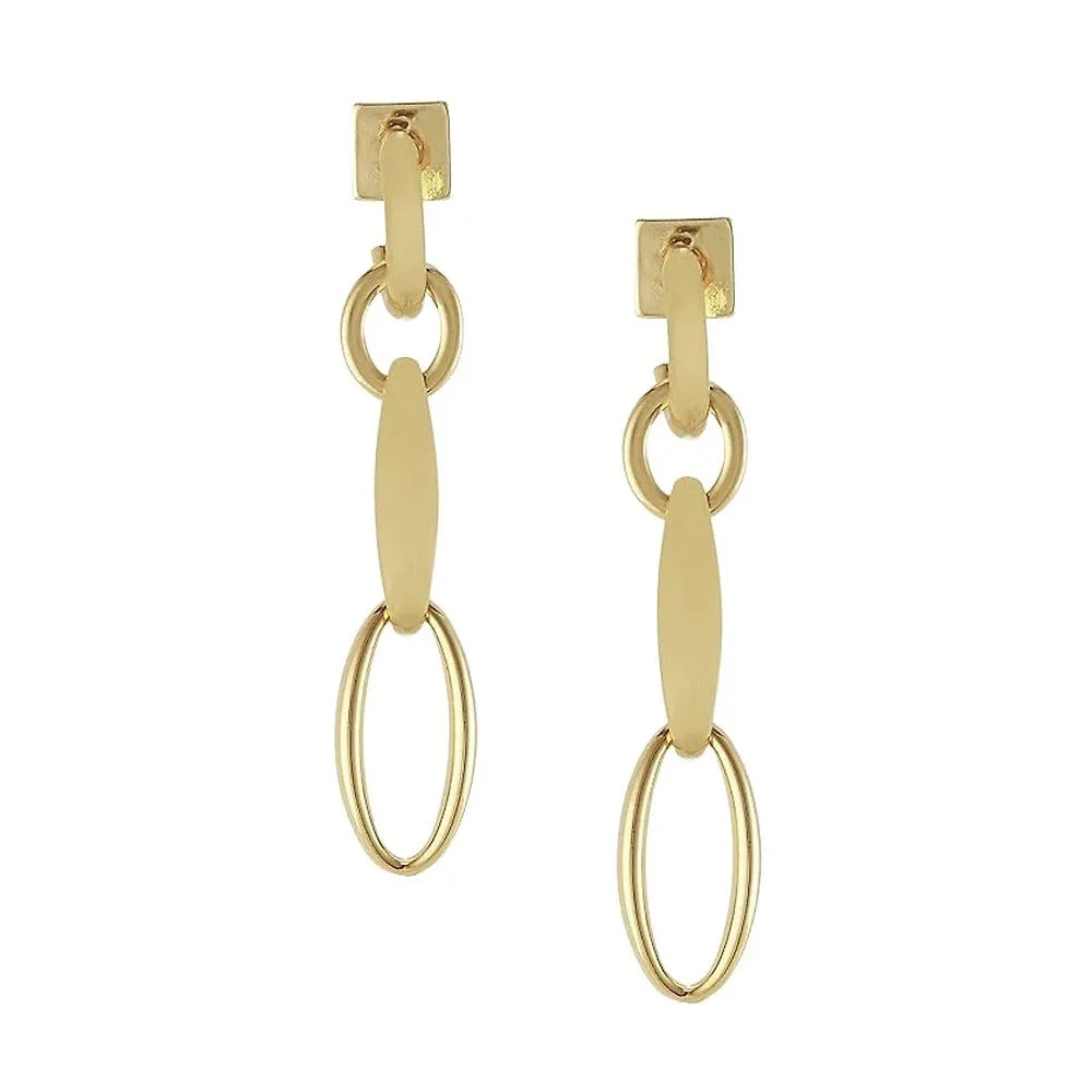 Goldtone Linear Hoop Post Earrings