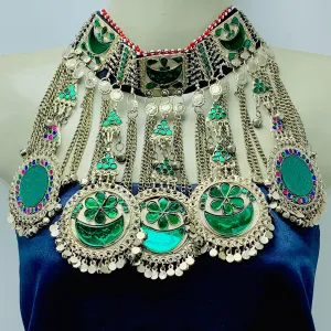 Green Kuchi Tribal Big Choker Necklace