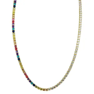 Half Rainbow Tennis Necklace