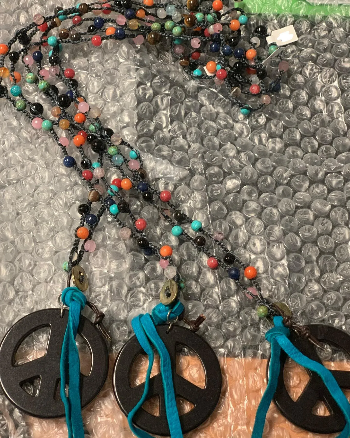 Handbeaded Peace Sign Necklaces