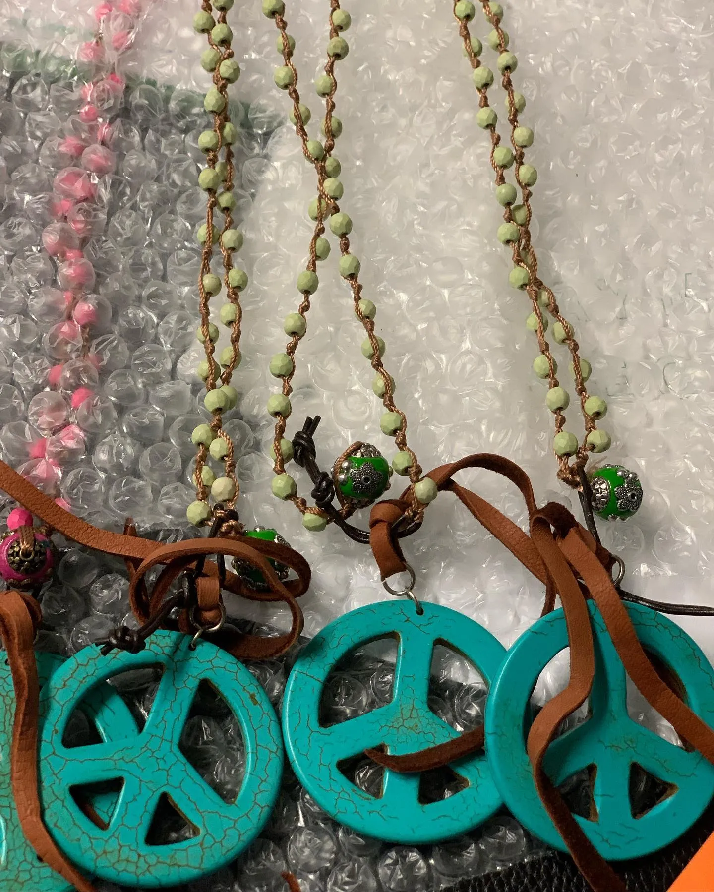 Handbeaded Peace Sign Necklaces