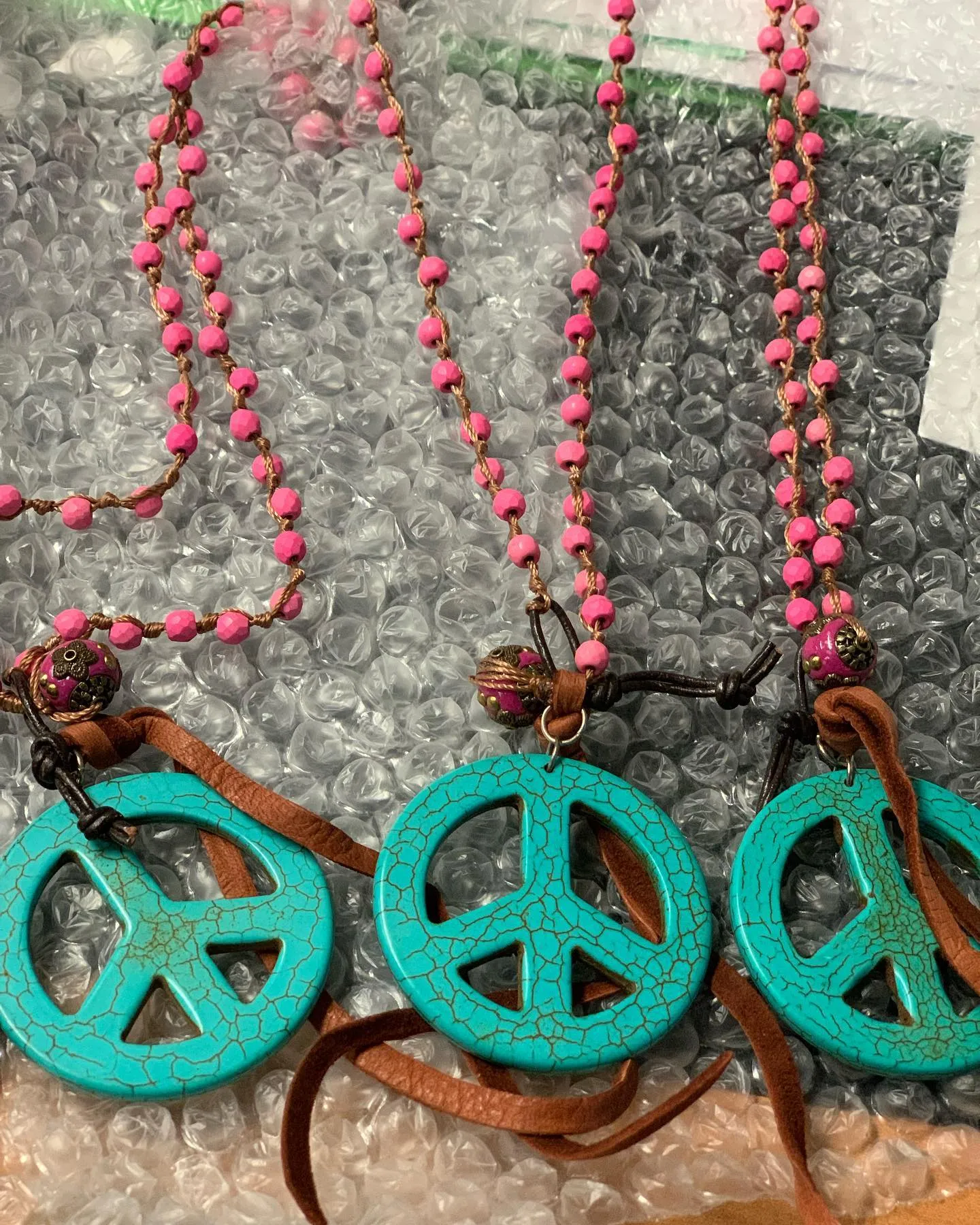 Handbeaded Peace Sign Necklaces