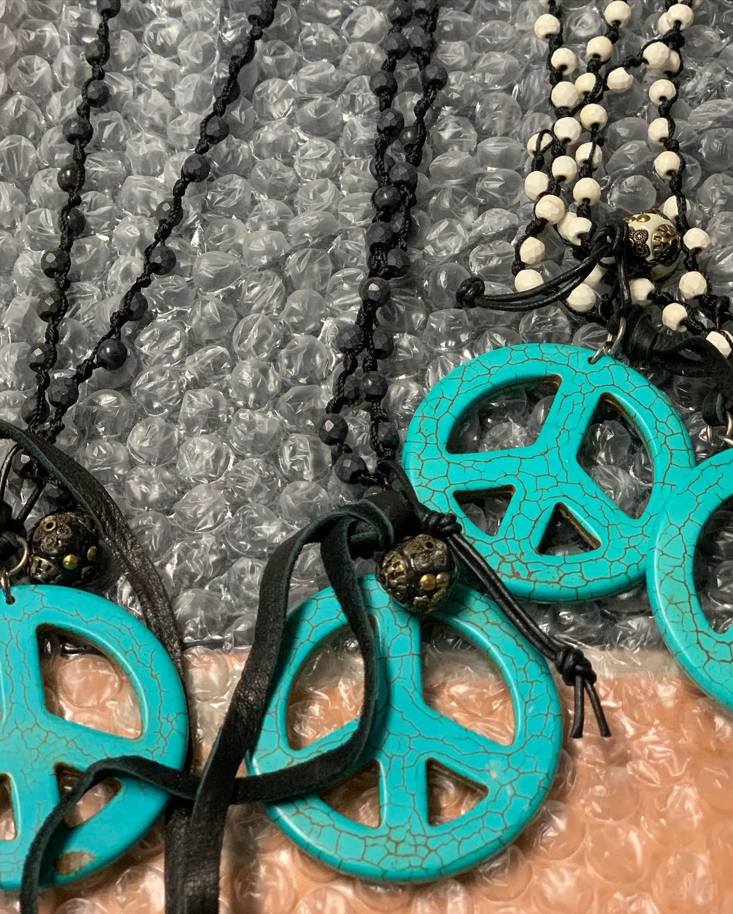 Handbeaded Peace Sign Necklaces