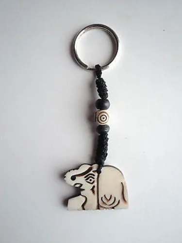 Handcarved Bone Elephant Keychain