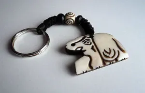 Handcarved Bone Elephant Keychain