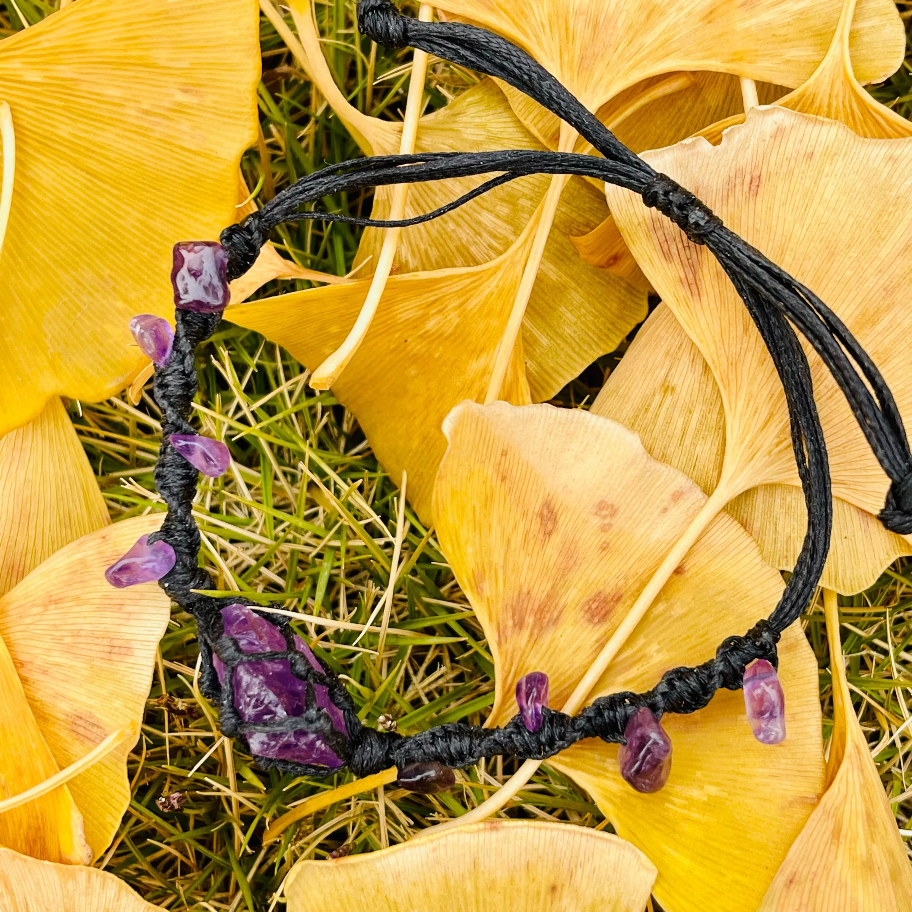 Handmade Natural Raw Purple Crystal Bracelets, Rope-Wrapped Amethyst Bracelets 🔮