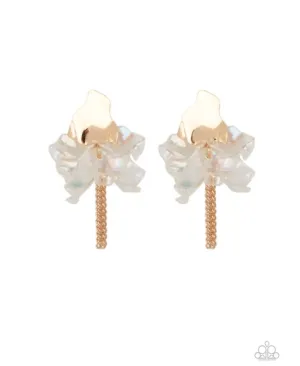 Harmonically Holographic - Gold Earrings - Paparazzi Accessories