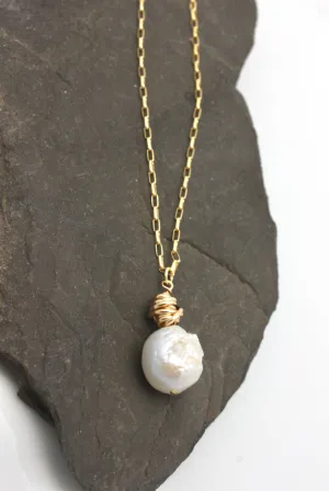 HERA Collection:  HERA Gold Wrapped Baroque Pearl Necklace