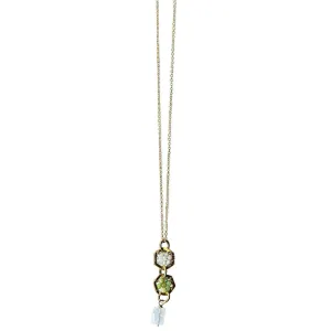 Hexagon Necklace 4914 A with Australian Opal Lemon Chalcedony and Moonstone by Michelle Pressler Jewelry