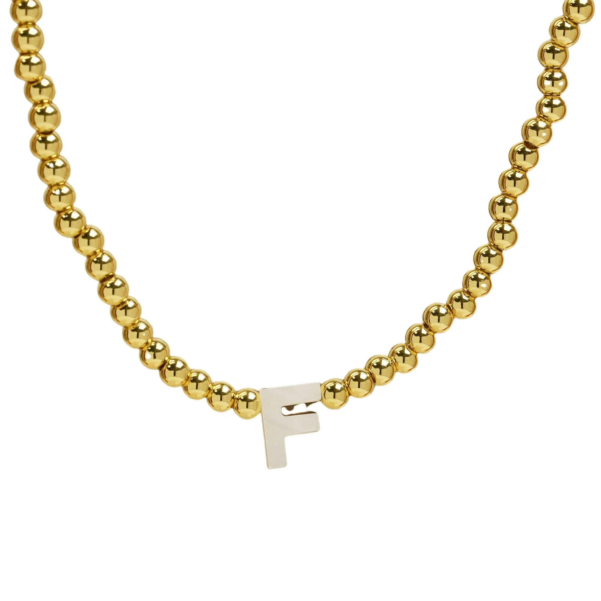 Initial Gold Bead Shell Necklace