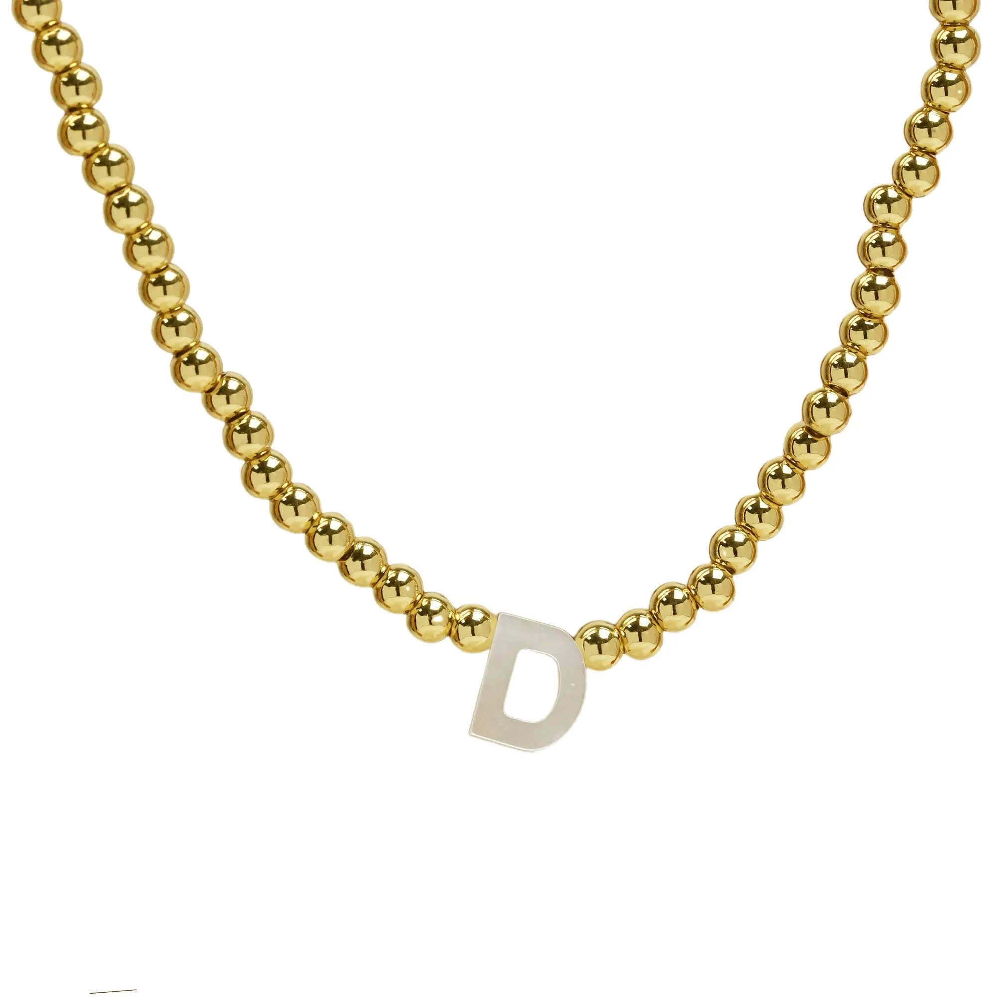 Initial Gold Bead Shell Necklace