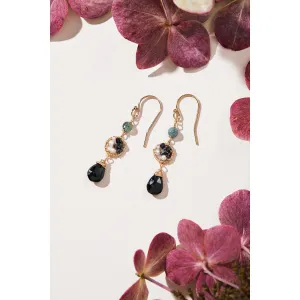 Ink Ombre Earrings 5157 with Black Spinel Grey Silverite Labradorite White Zircon Pearl and Green Tourmaline by Michelle Pressler Jewelry