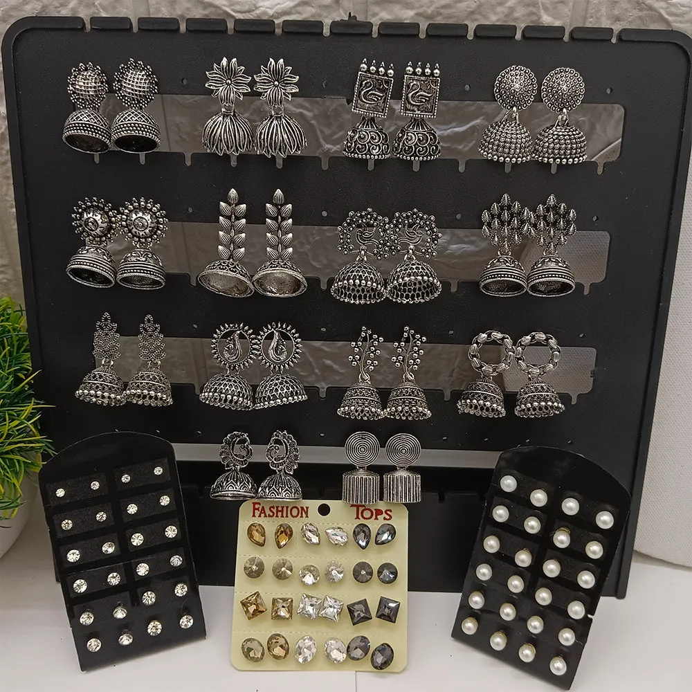 JewelMaze Stylish Set Of 50 Pcs Earrings Combos