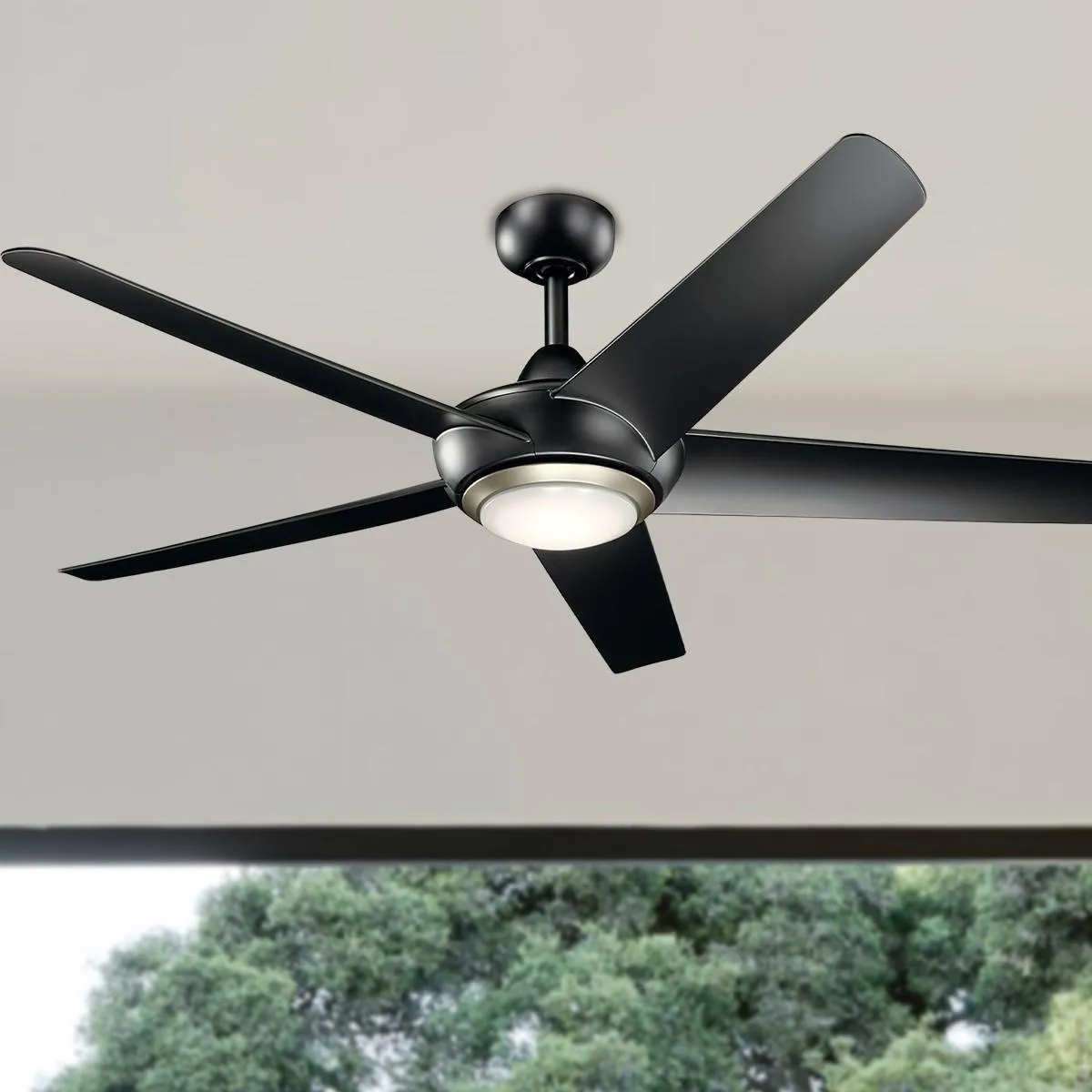 Kapono 52 Inch Satin Black LED Indoor Ceiling Fan with Remote