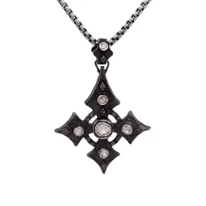 Keith Jack Sterling Silver Large Raw Diamond .70ctw Black Rhodium Celtic Cross Pendant